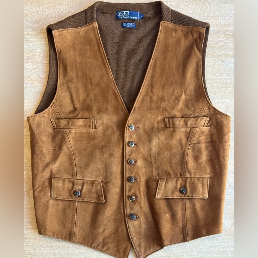 Ralph Lauren Tan Suede Vest - Vintage
